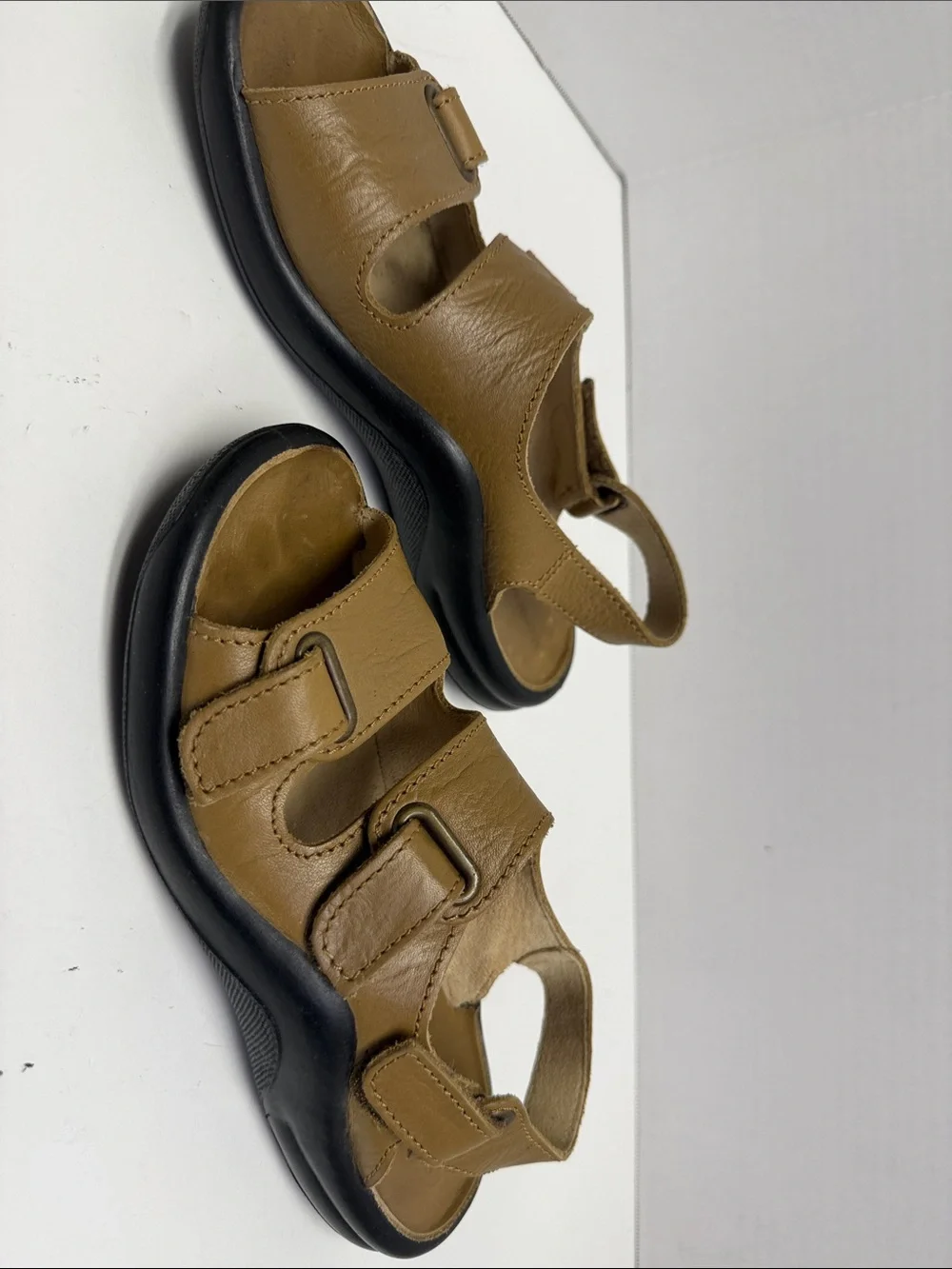 Women's Tan Leather Adjustable Strap Sandals